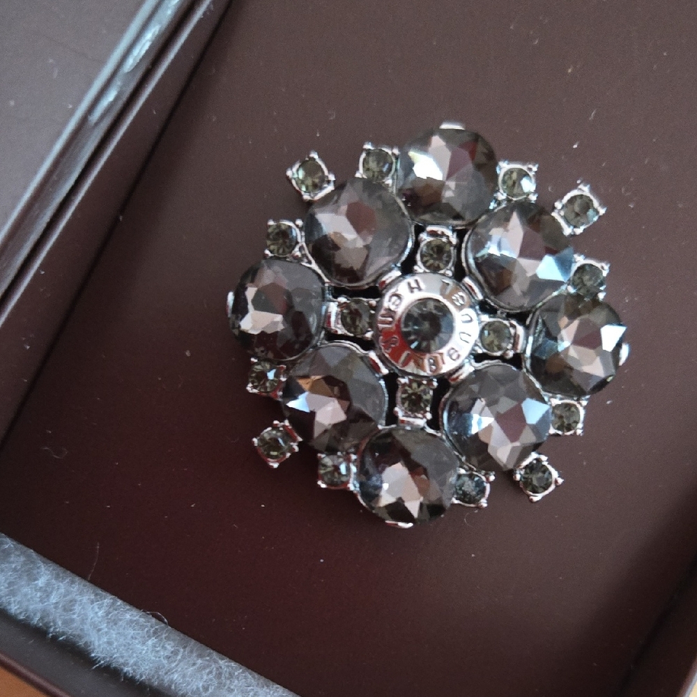 NWT Henri Bendel Elegant Silver and Black Brooch